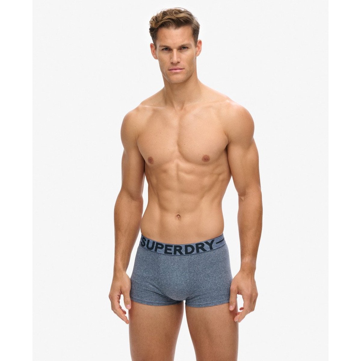Lot de 3 boxers unis noir corbeau chiné/karst ultra noir poudré/bleu poussière clair, SUPERDRY