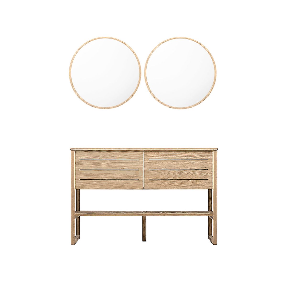 Meuble double +vasque +miroir ATOLL bois clair, MOB IN