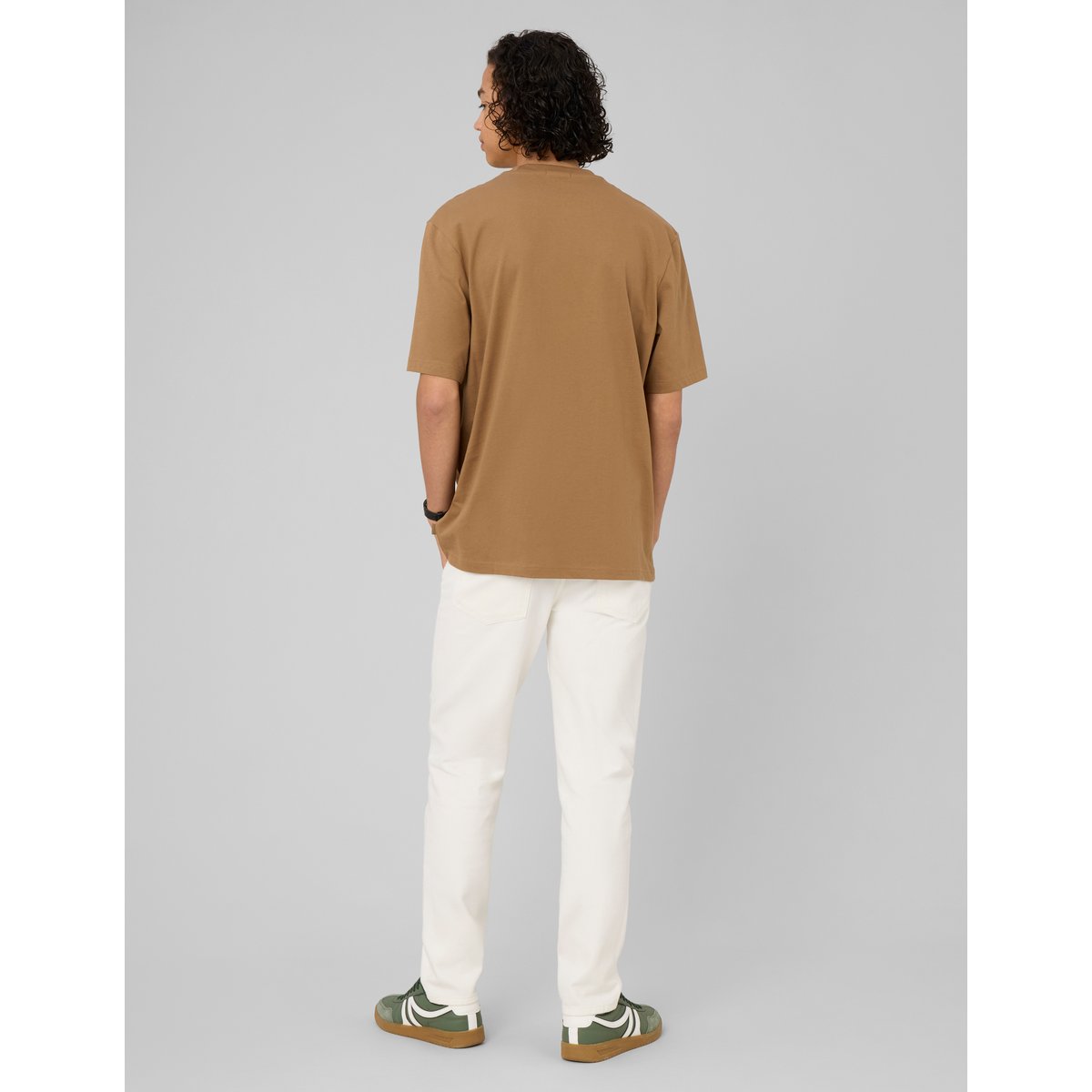 T-shirt imprimé et brodé camel, BZB