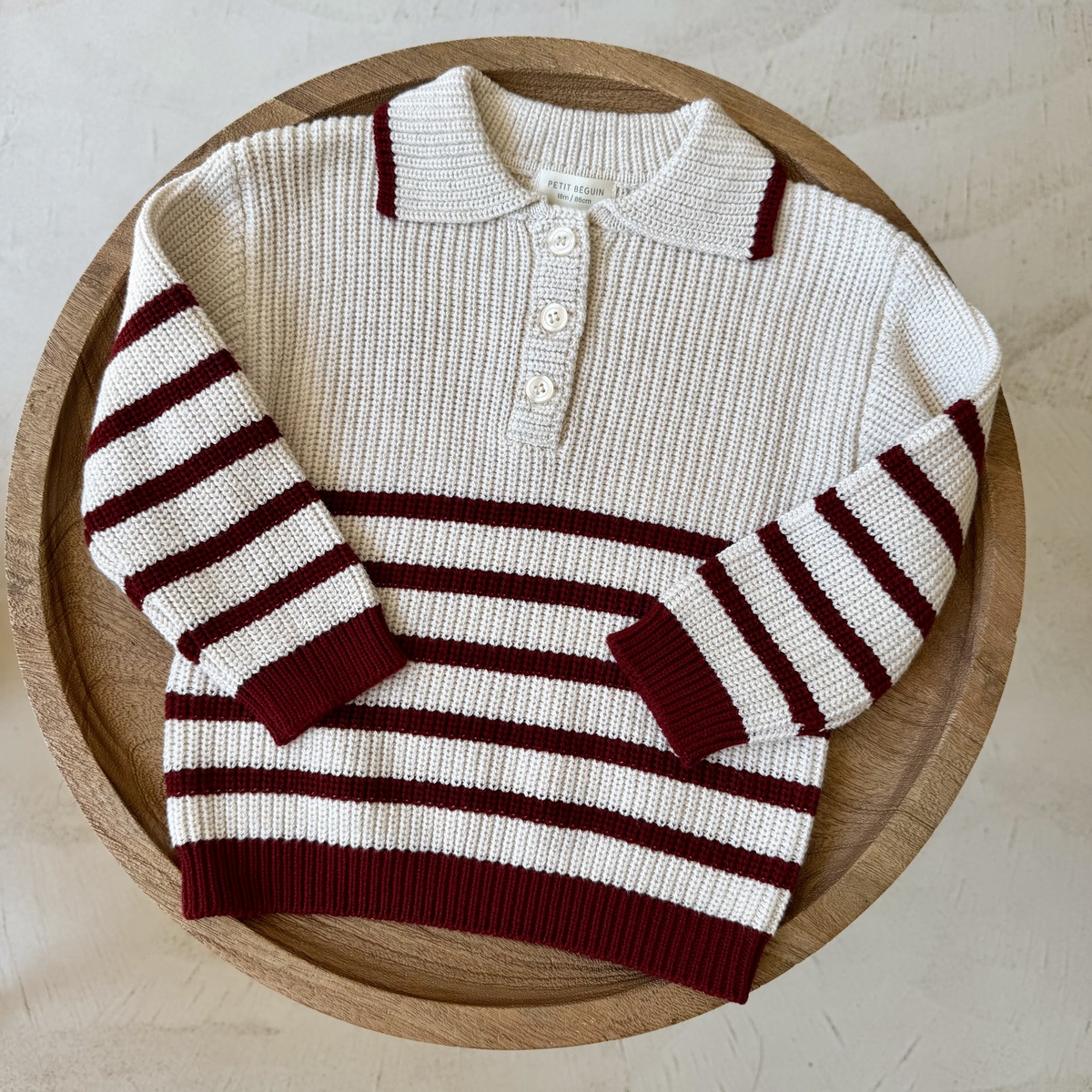Pull enfant en tricot Pistache bordeaux, PETIT BEGUIN