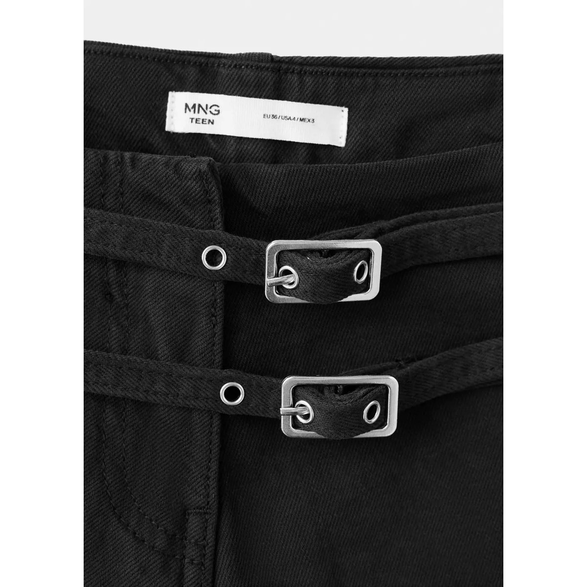 Jean wide leg avec double ceinture gris anthracite, MANGO TEEN