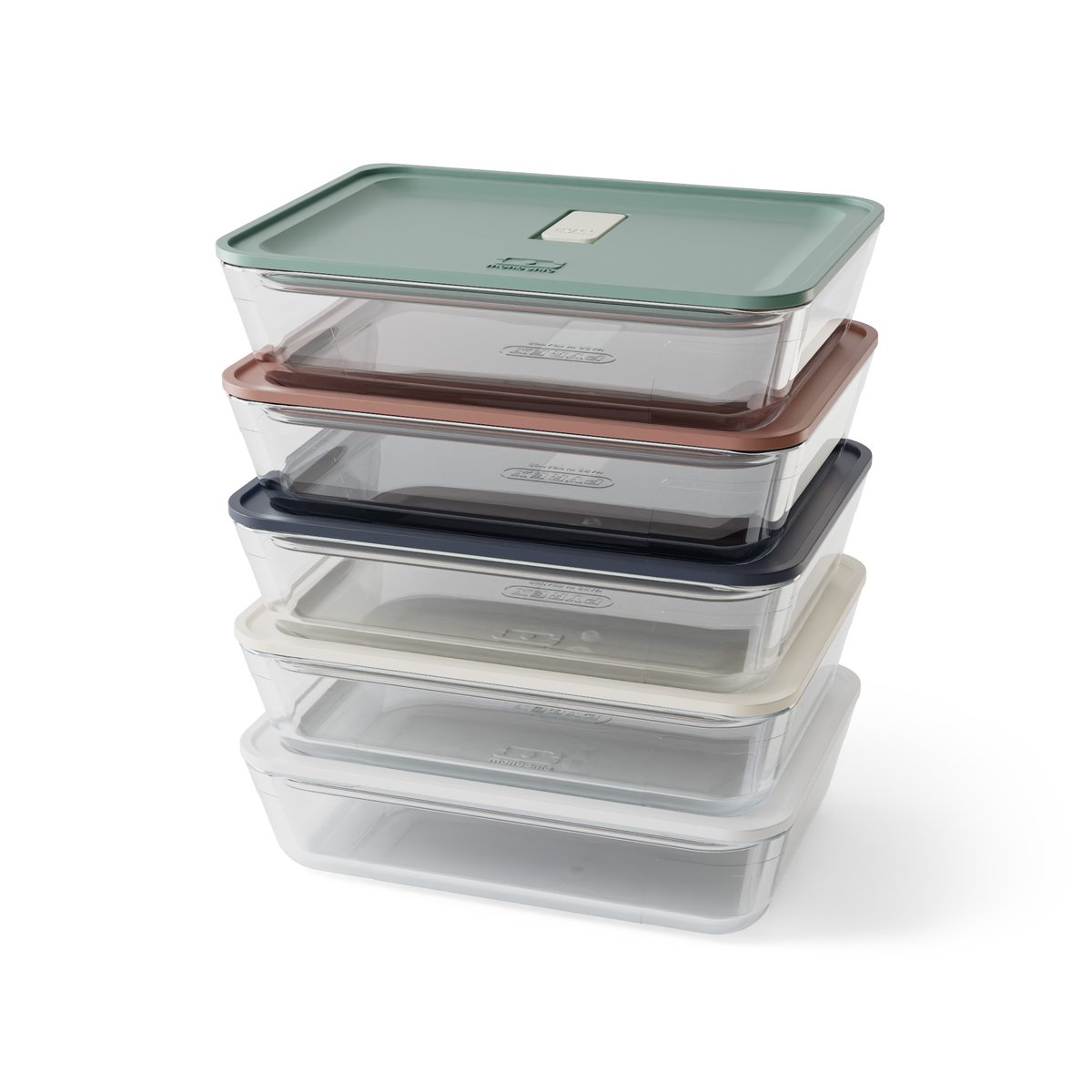 Lot de 5 lunch box en verre qui passe au four 600ml, Prep multicolore, MONBENTO