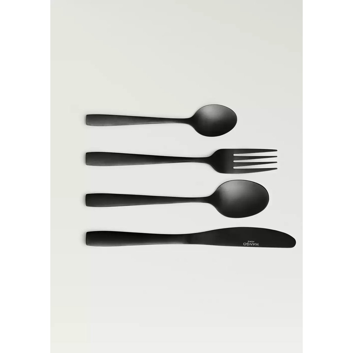 Ensemble de couverts 3 pièces en acier inoxydable finition mate noir, MANGO HOME