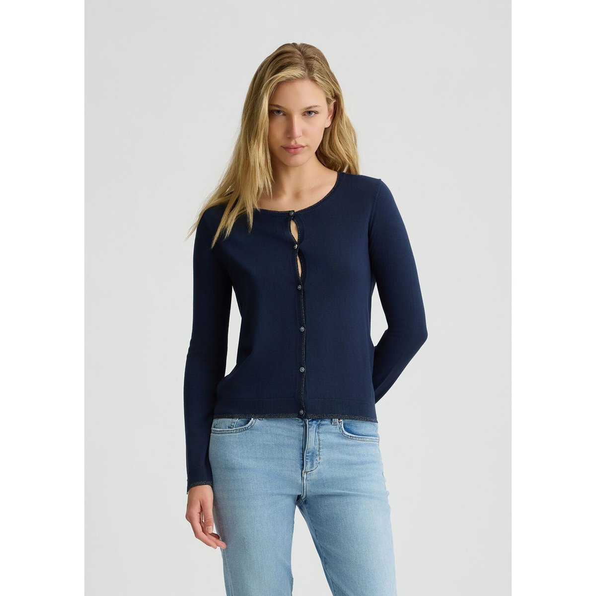 Cardigan avec boutons fantaisie bleu, LIU JO
