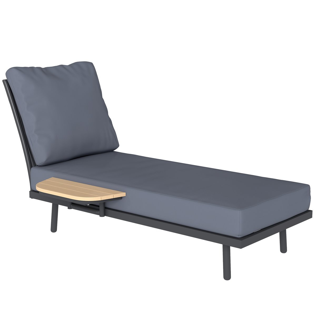 Chaise longue Métal Gris gris, noir, OUTSUNNY