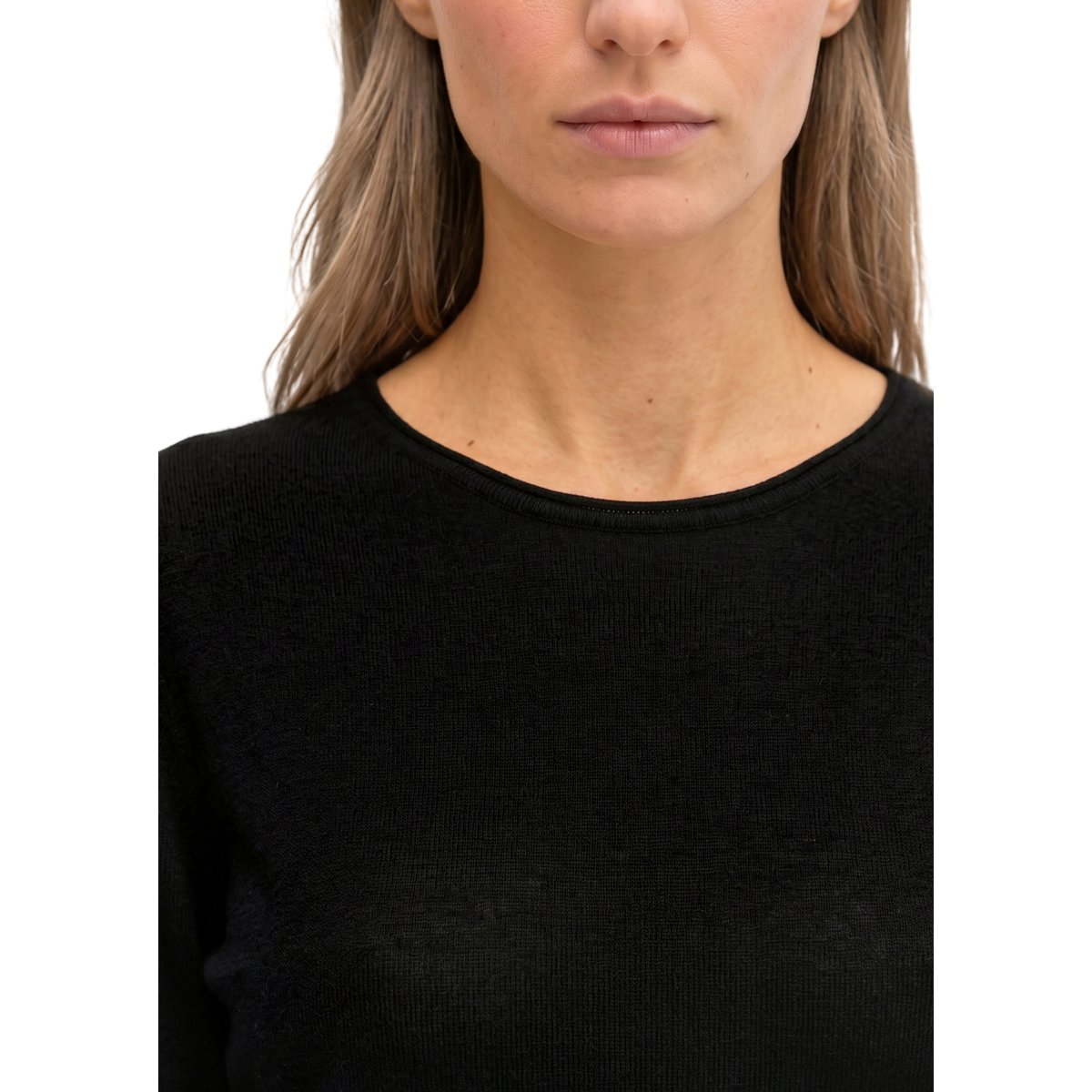 Pull en maille slim en laine mérinos douce noir, MARC O'POLO