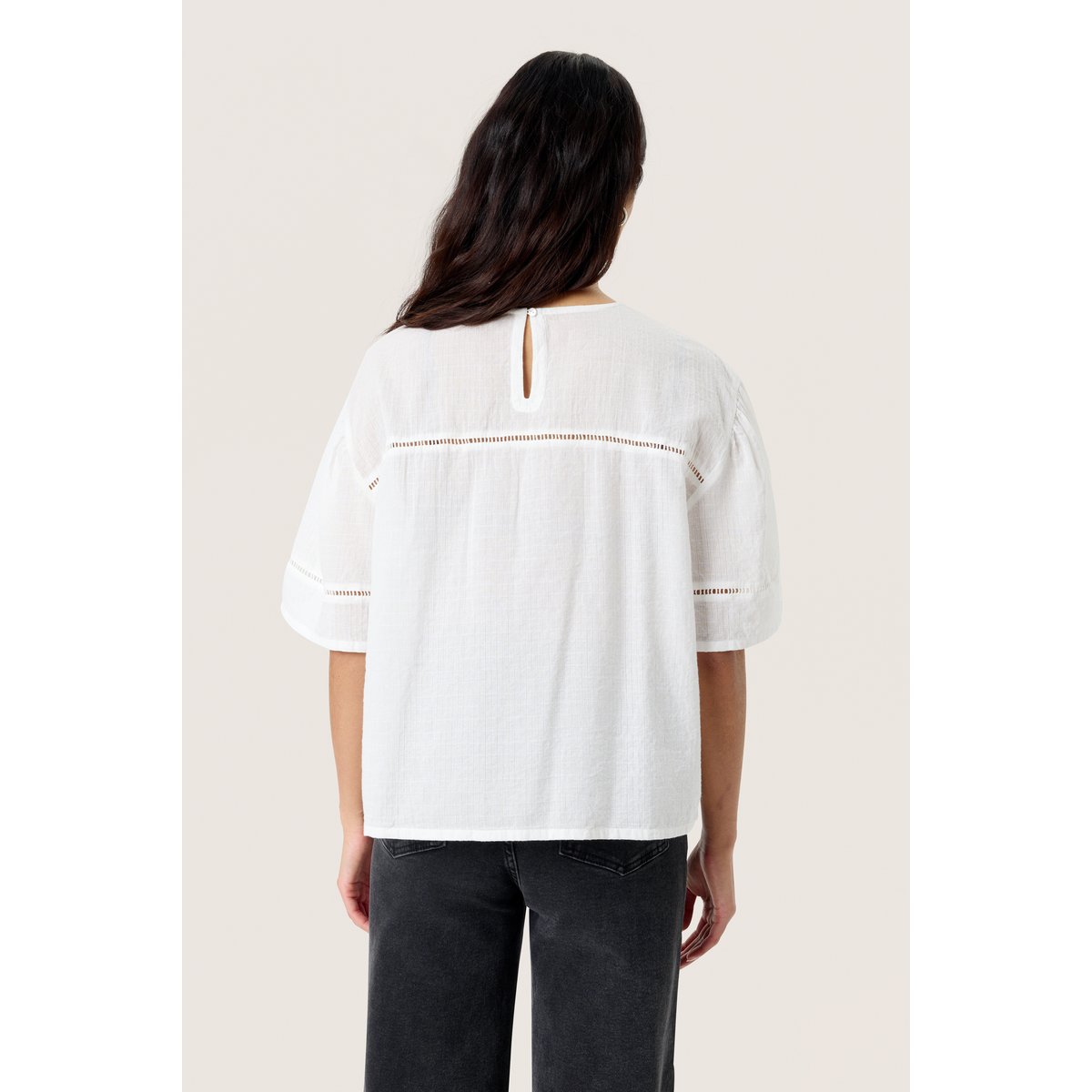 Blouse with short sleeve blanc broken white, SOAKED IN LUXURY