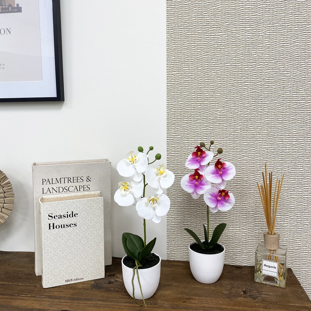 Orchidée artificielle blanc-fuchsia 35cm autres, LIGNE DECO