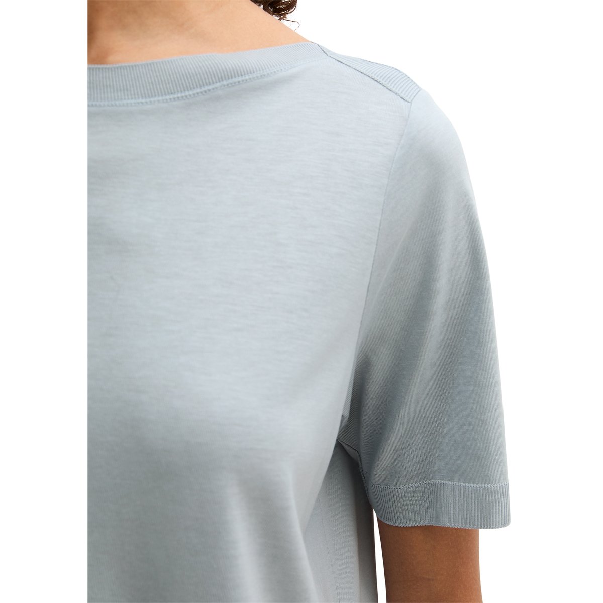 T-shirt de luxe régulier en mélange de TENCEL™ Lyocell et de coton gris, MARC O'POLO