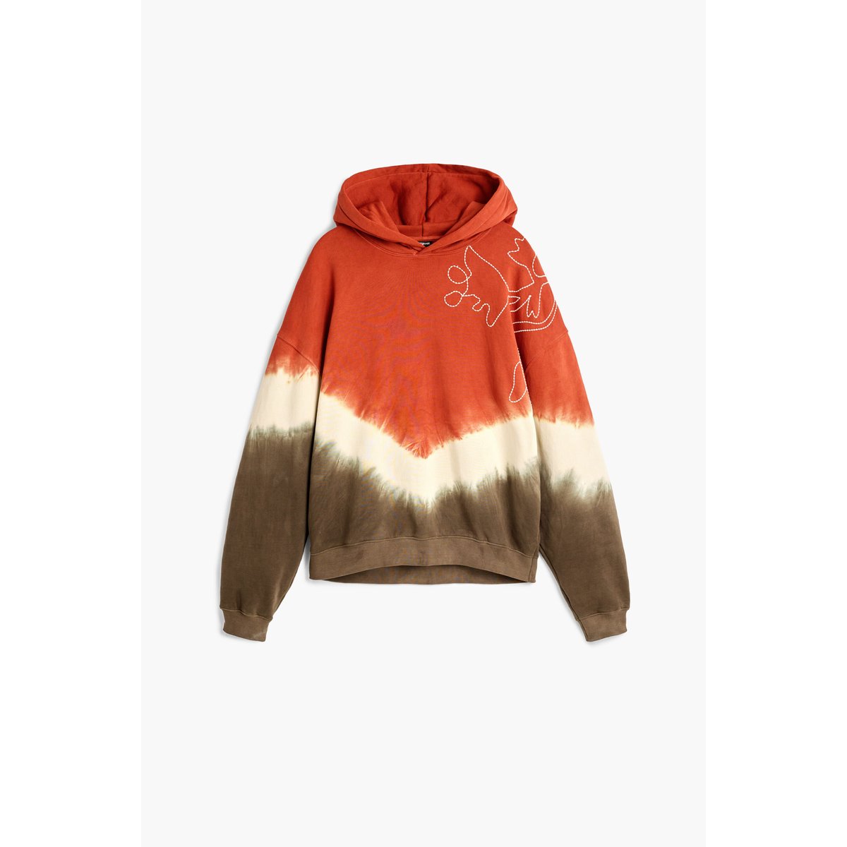 Sweat à capuche tie dye rouge, DESIGUAL