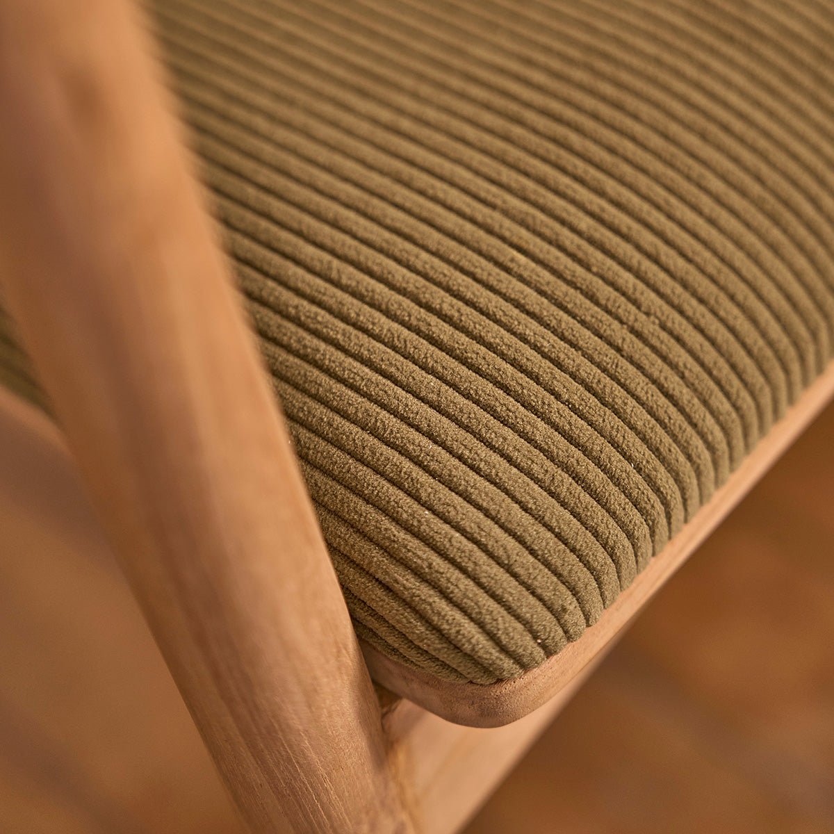 Lot de 2 chaises en teck massif et velours côtelé AMBRE kaki, BERAH GETAH