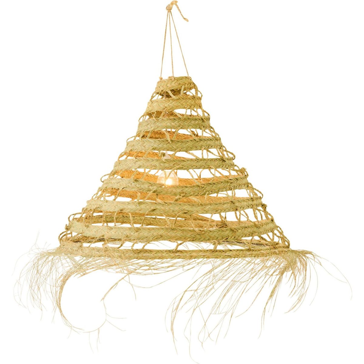 Abat-jour tressé à franges en fibre végétale naturel, RECOLLECTION
