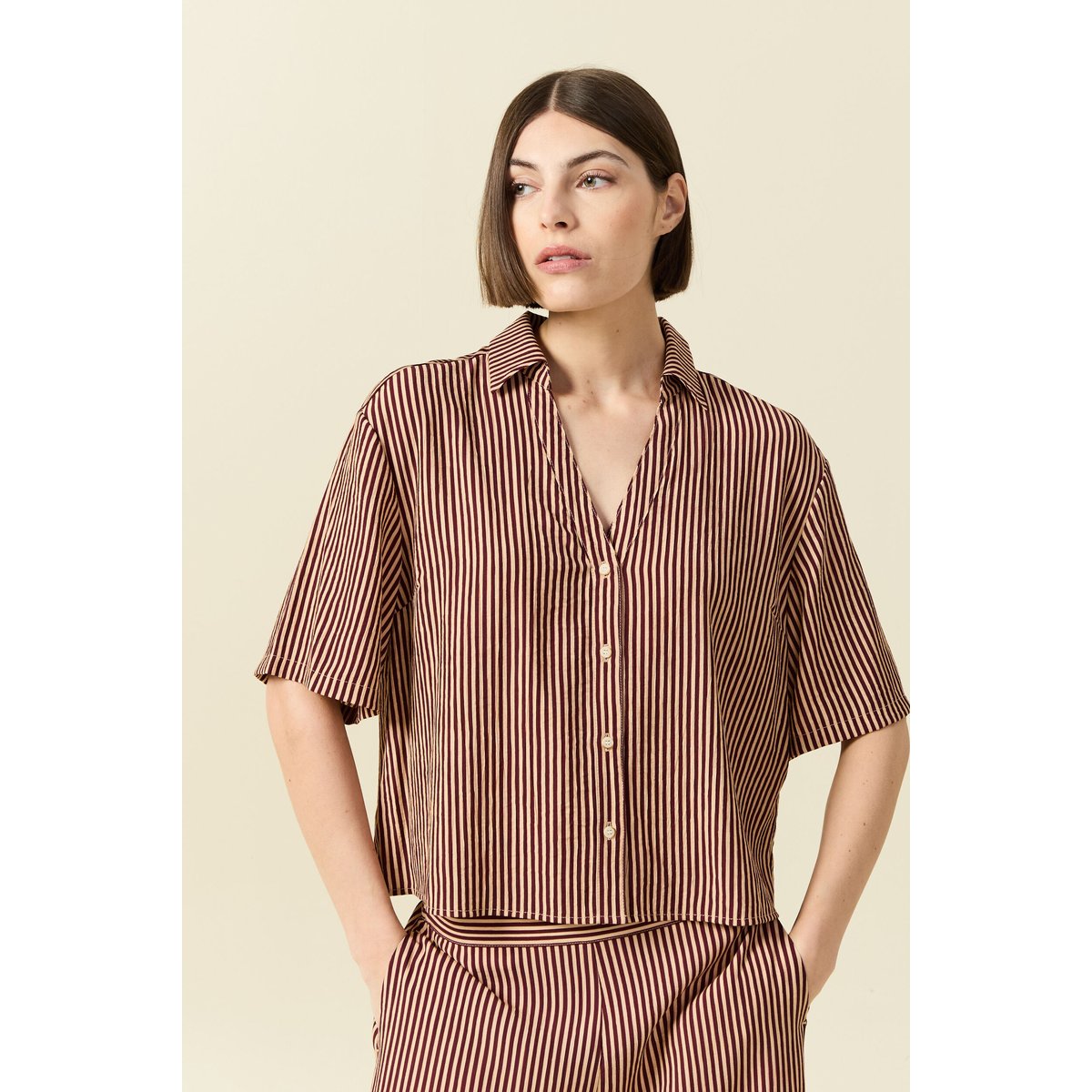 Blouse manches courtes fluide violet, BONOBO