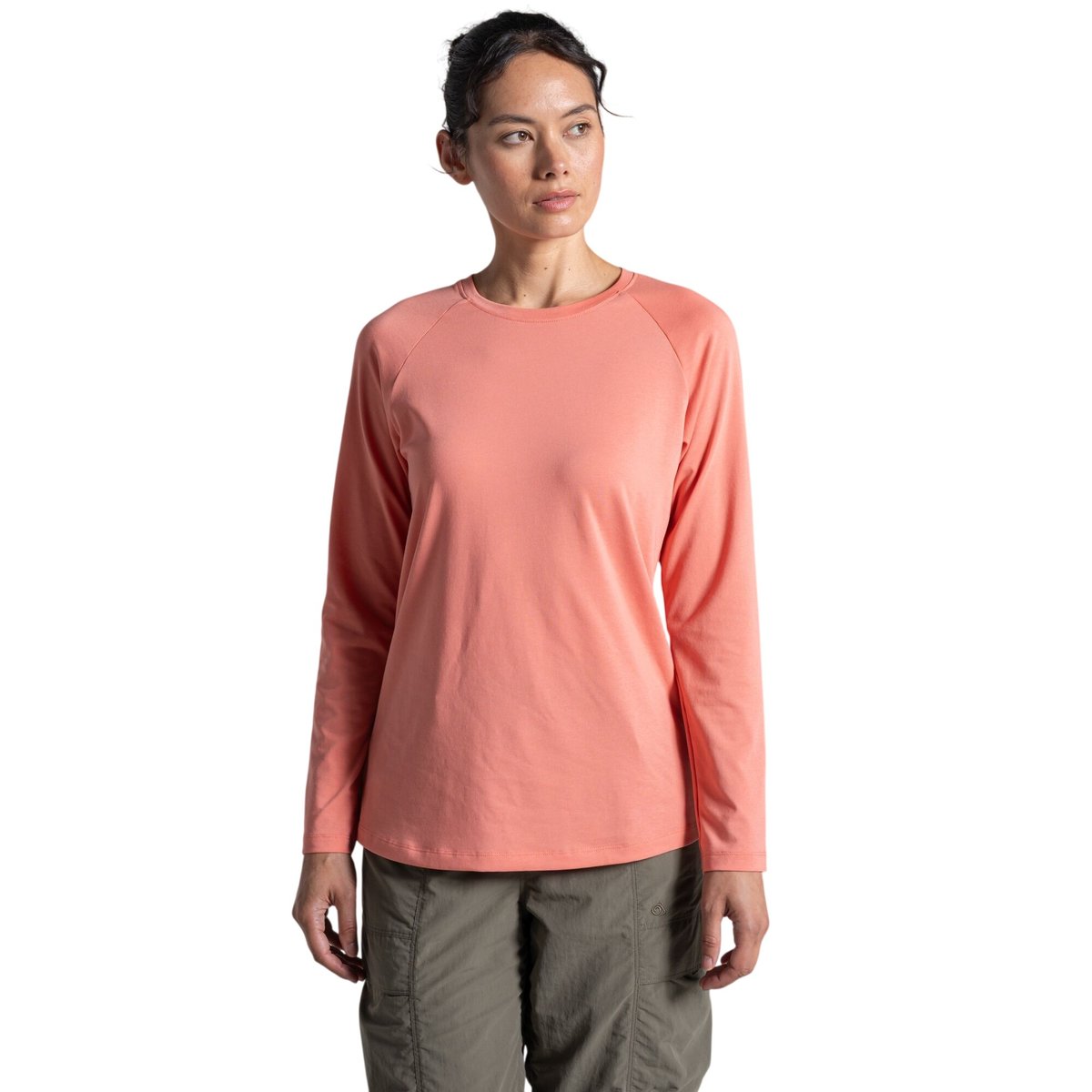 T-shirt uni manches longues NOUR orange clair, CRAGHOPPERS