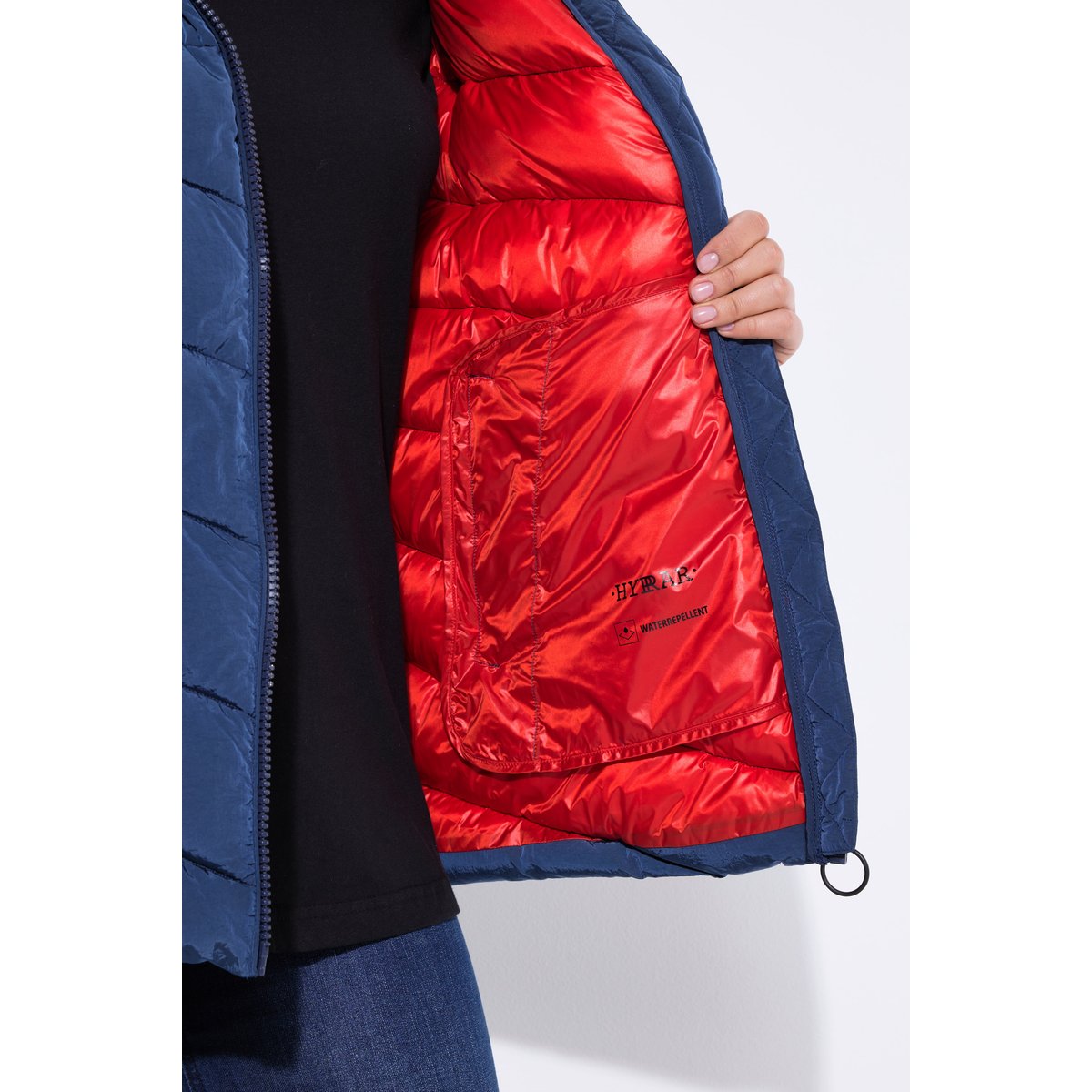 Veste matelassée technique HYPRAR à capuche marine, ULLA POPKEN