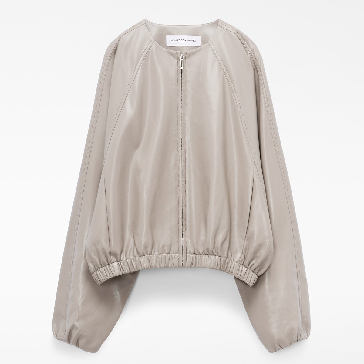 Veste à col rond et fermeture à glissière pierre, ADOLFO DOMINGUEZ