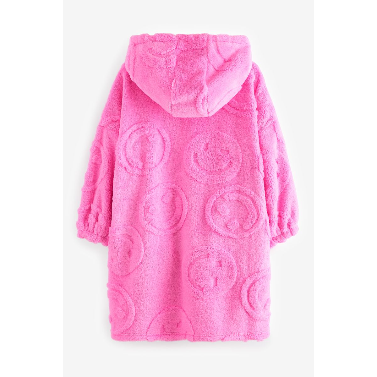 Couverture à capuche en polaire jacquard rose happy face, NEXT