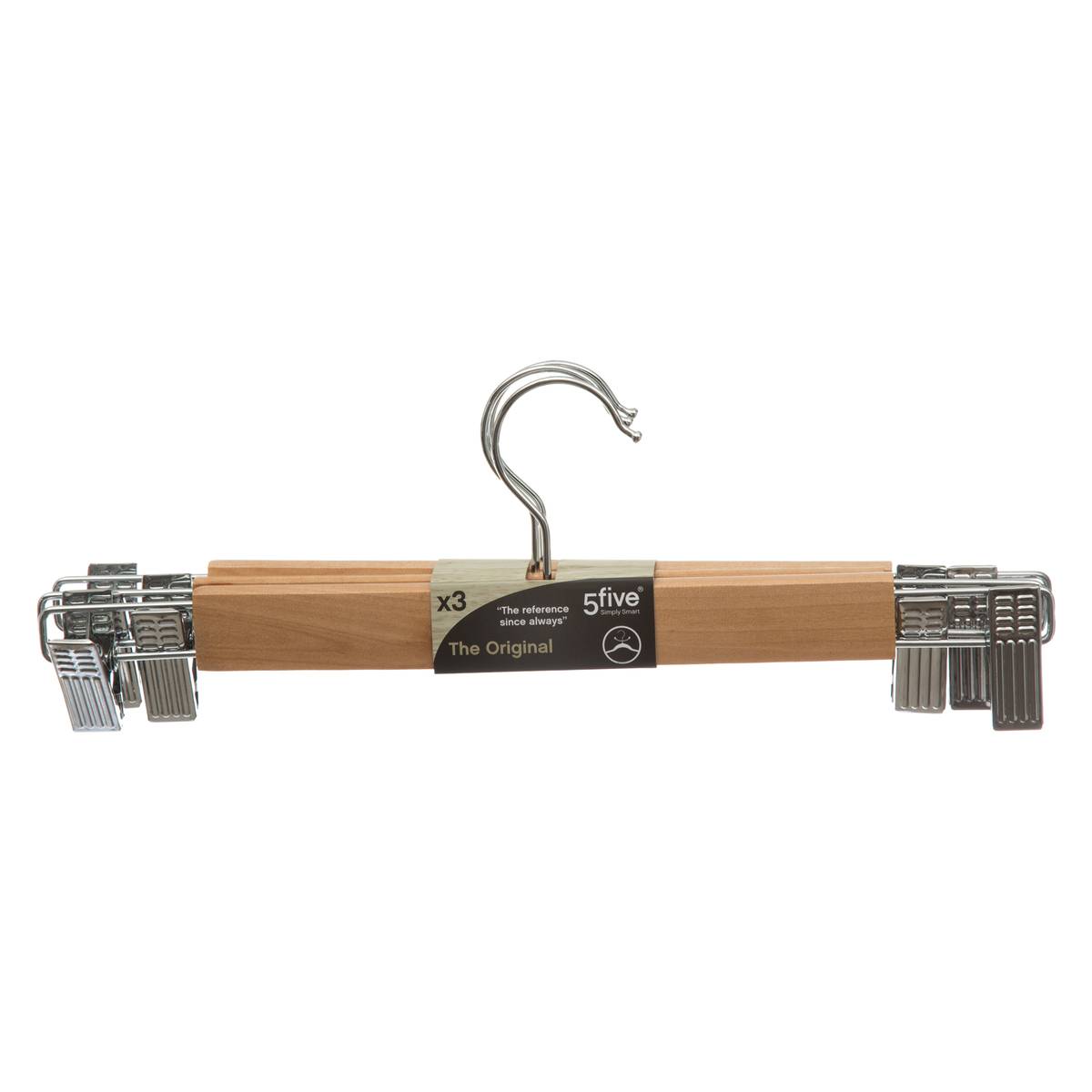 Lot de 3 cintres à pinces en métal et bois HANG' CLIP beige, 5FIVE SIMPLY SMART