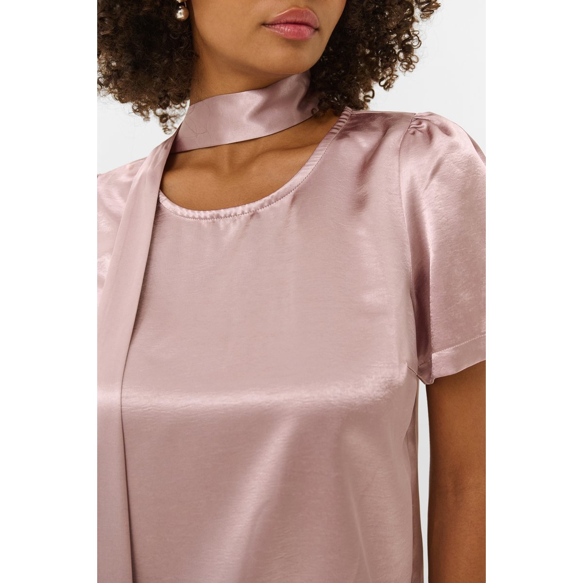 Blouse à manches courtes rose floral pale mauve, CULTURE