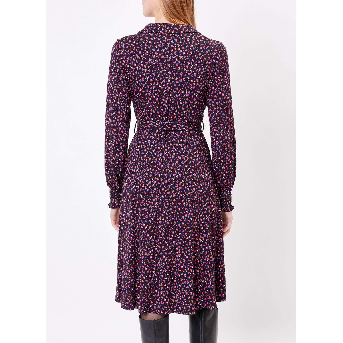 Robe chemise imprimée en maille EZO violet foncé, PRINCESSE NOMADE