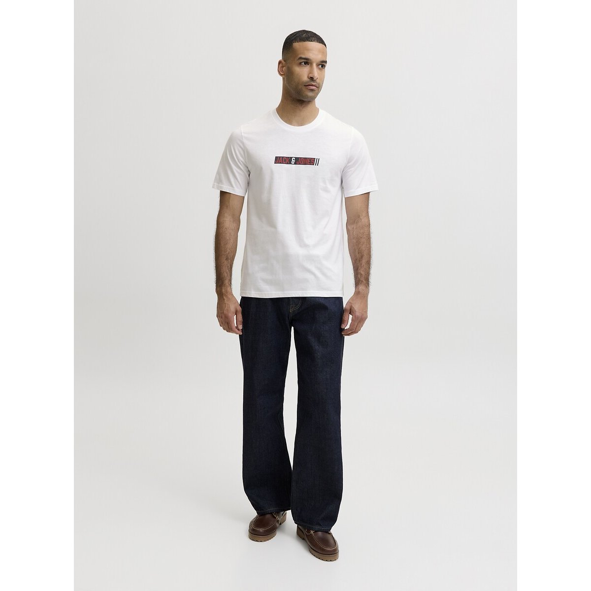 T-shirt de manga curta com gola redonda, Munk branco, JACK & JONES