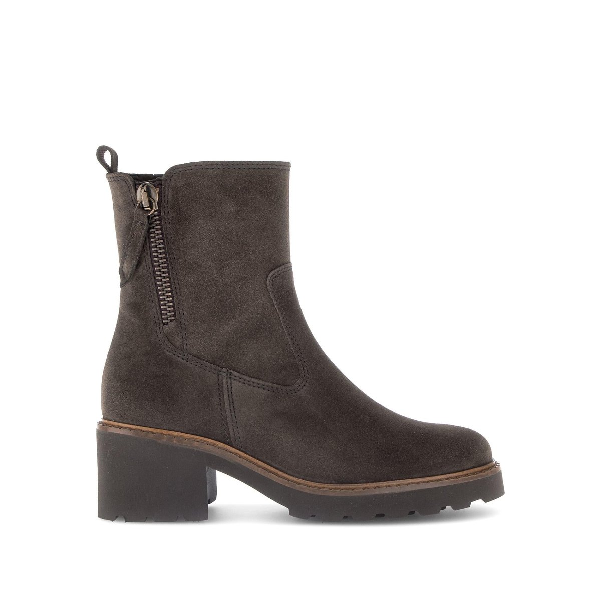 Bottines en cuir à talon décroché marron, GABOR