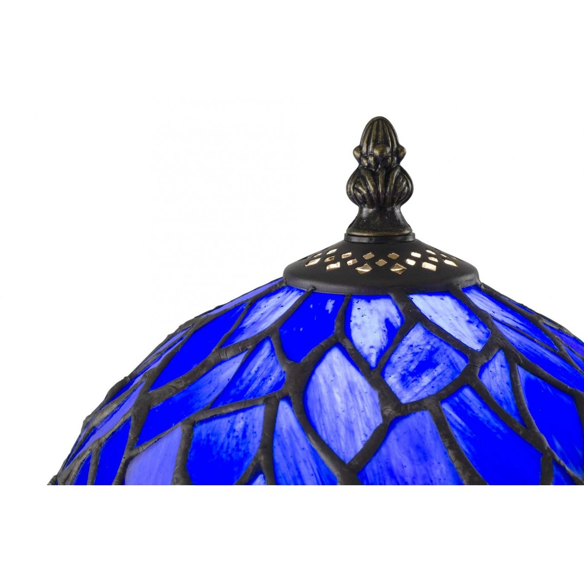 Lampe à poser petit modèle en verre mosaïque, TIFFANY CAMILLE bleu roi, C-CREATION