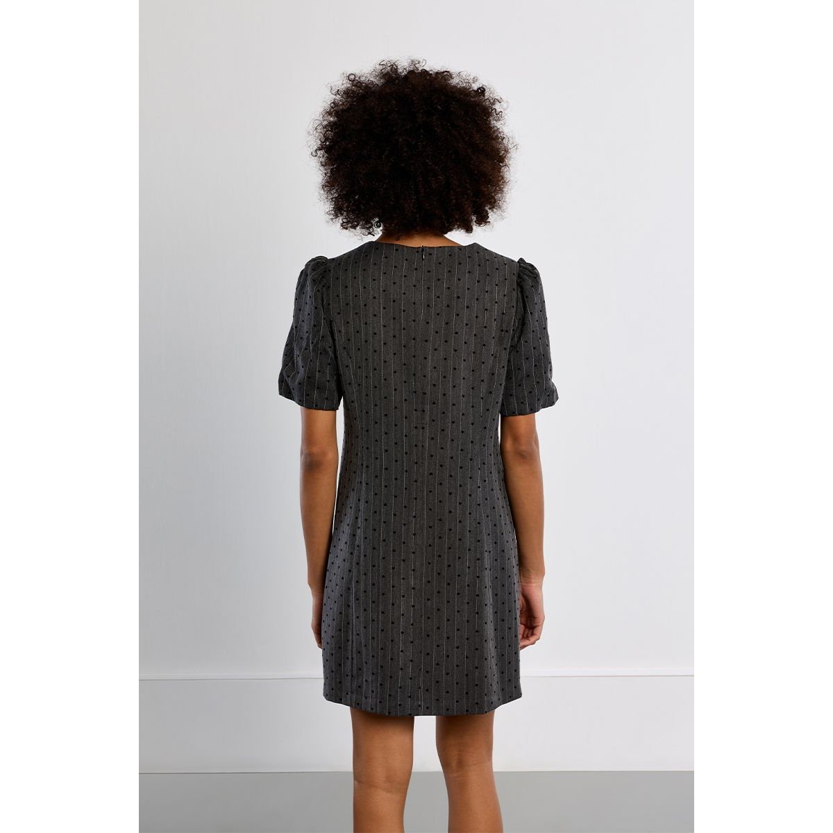 Robe mini rayée, à cœurs dark grey, LILI SIDONIO