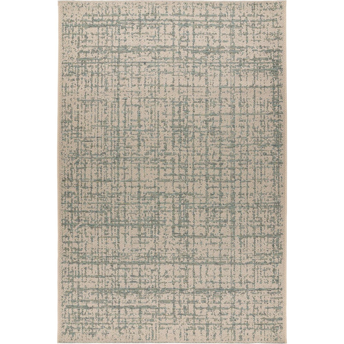 Tapis rectangulaire, Tribal bleu vert sur fond beige, ARTE ESPINA