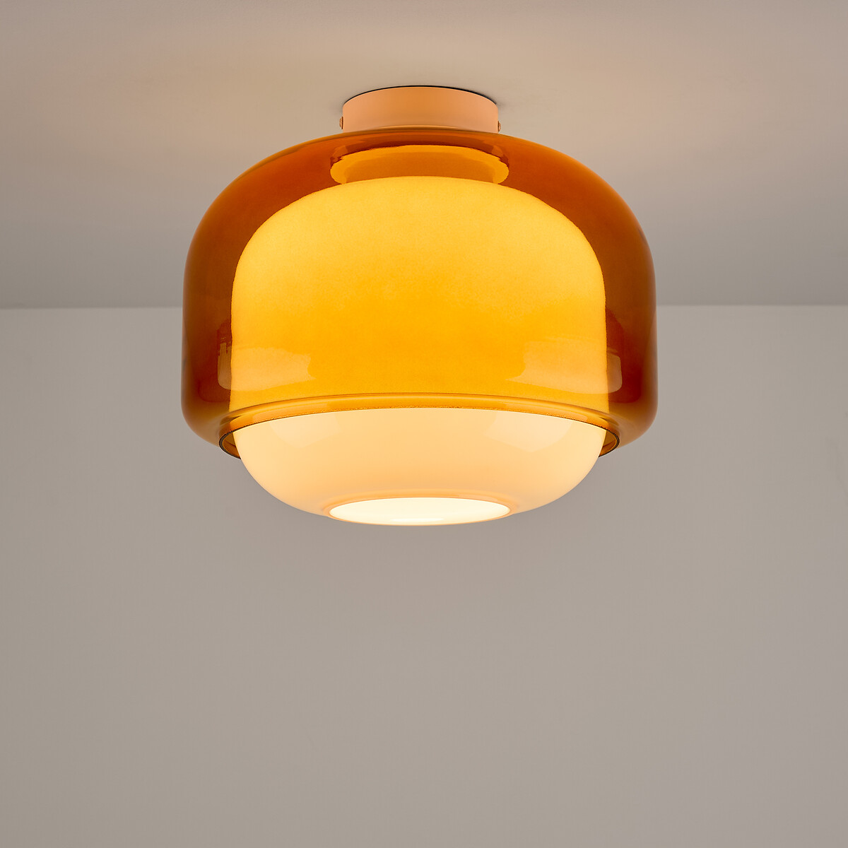 Gekleurde glazen plafondlamp, diameter 30,5 cm, Kinoko oranje , LA REDOUTE INTERIEURS
