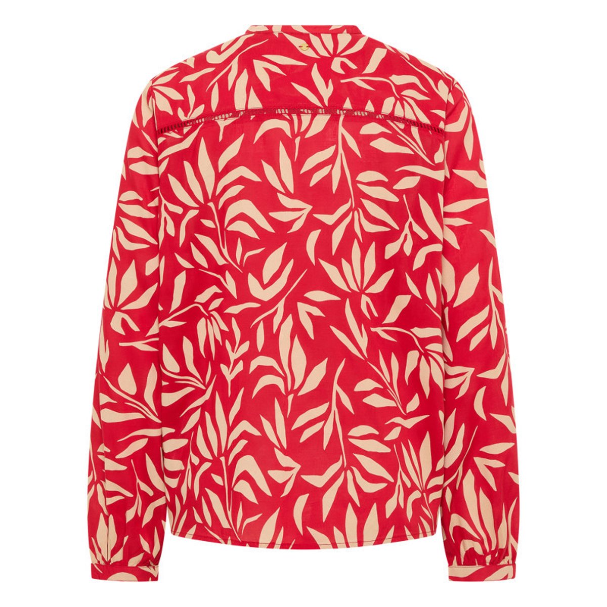 Blouse rouge ornée d'un motif fantaisie avec un col tunisien rouge, MUSTANG