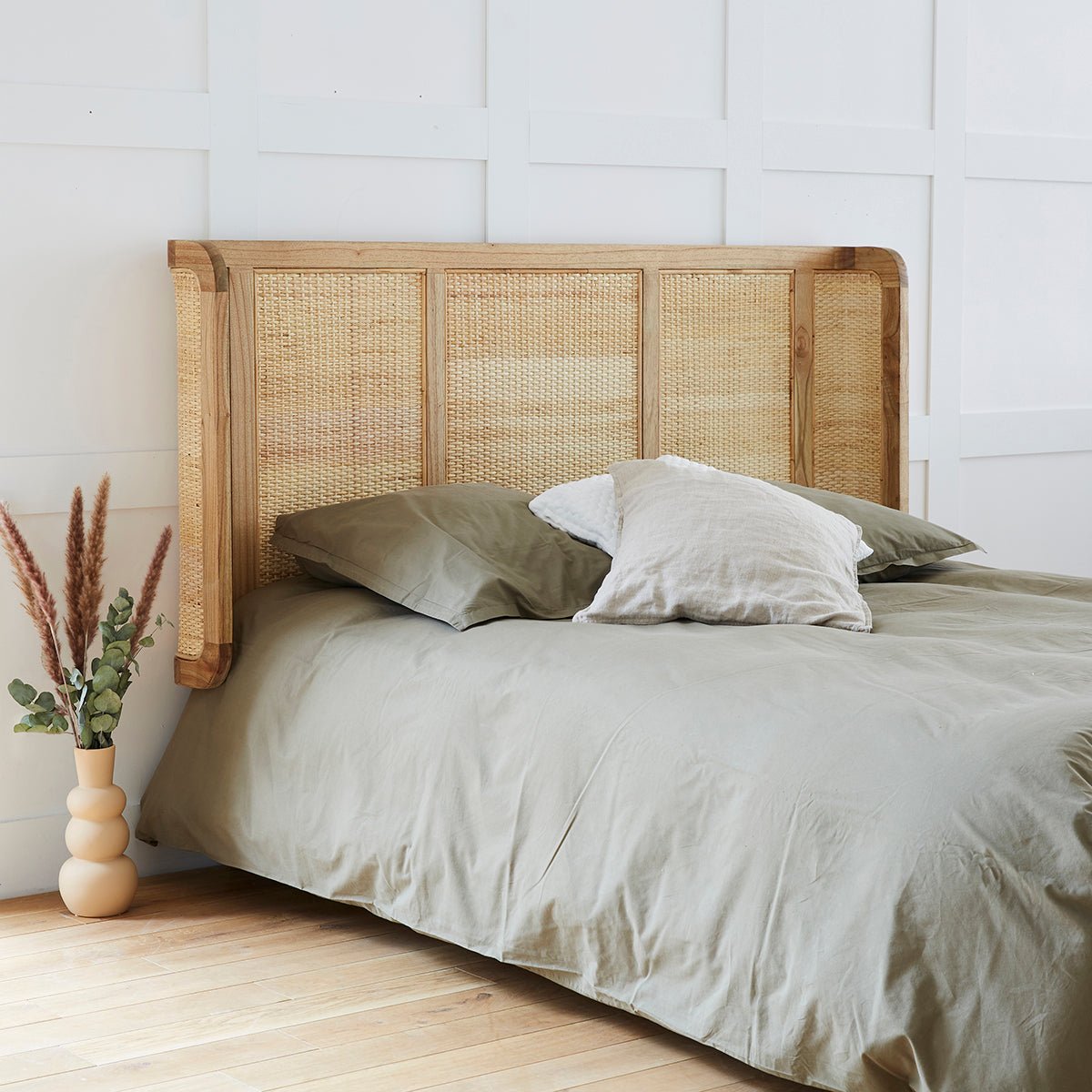 Tête de lit en bois massif et rotin 160 cm GISELE naturel, BERAH GETAH