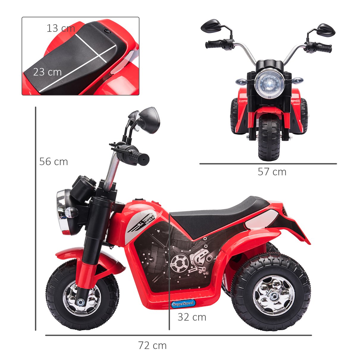 Electric Motocycle PP Rouge rouge, HOMCOM