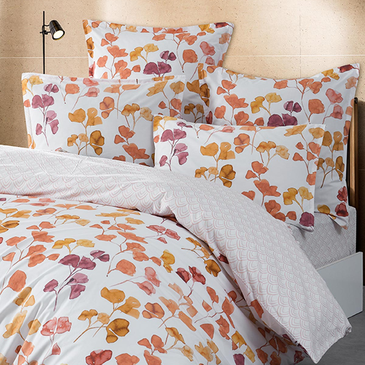 Lot de 2 taies d'oreillers en percale de coton EMMA safran, SENSEI MAISON
