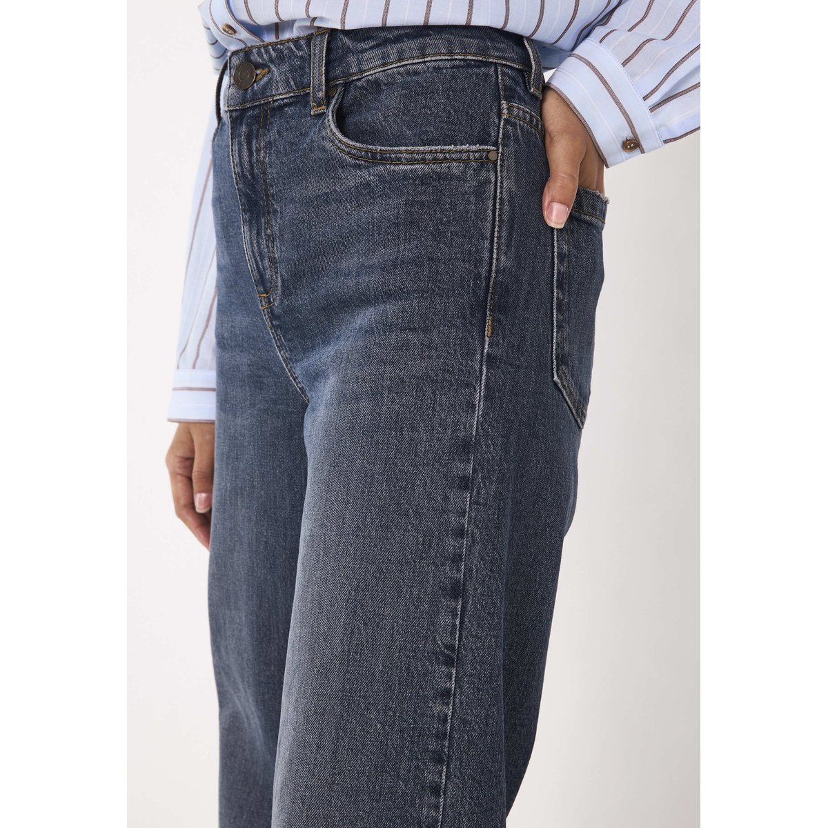 Jean large délavé clair en coton mélangé LISA stone used, Maison 123