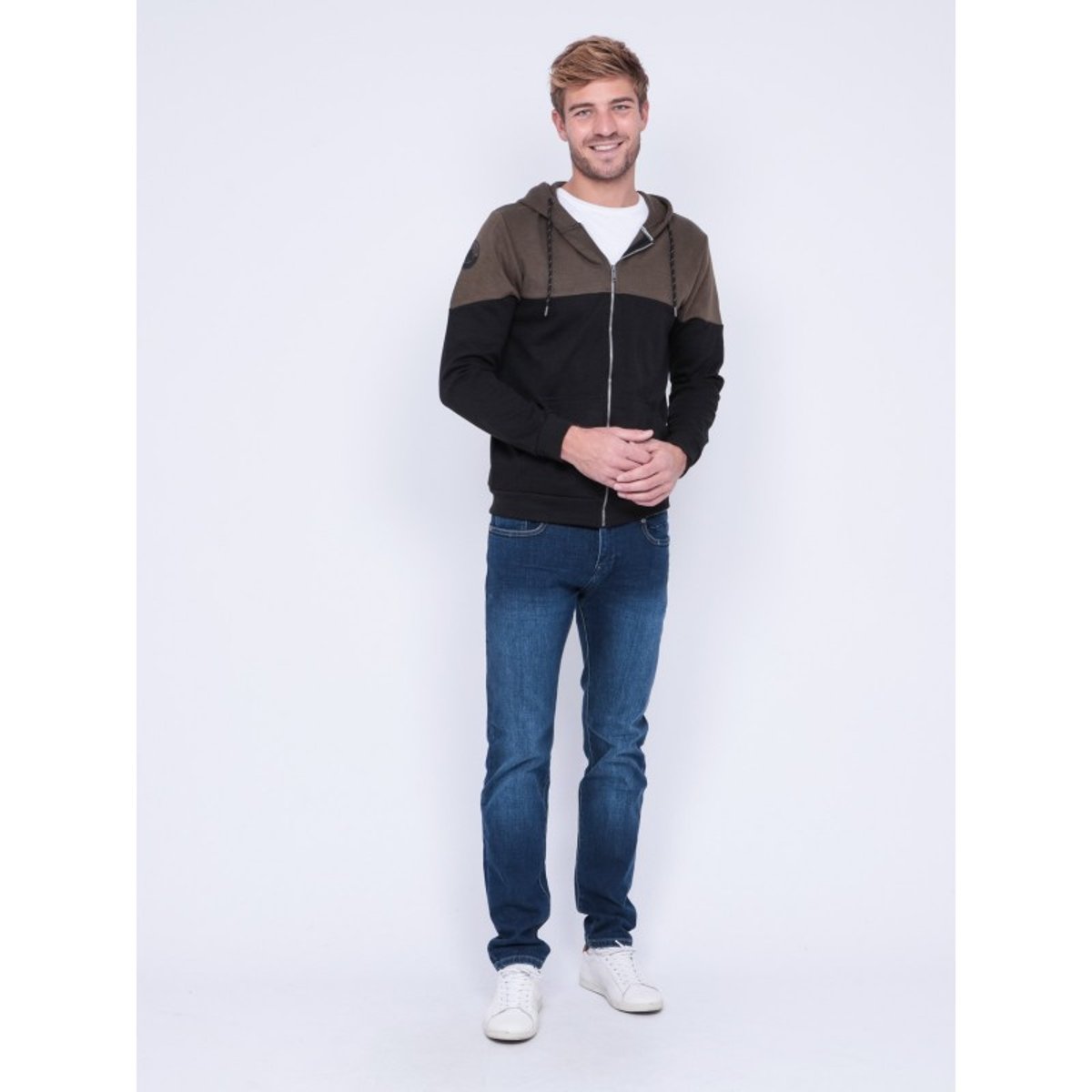 Sweat Zippé Capuche Wicker kaki, RITCHIE