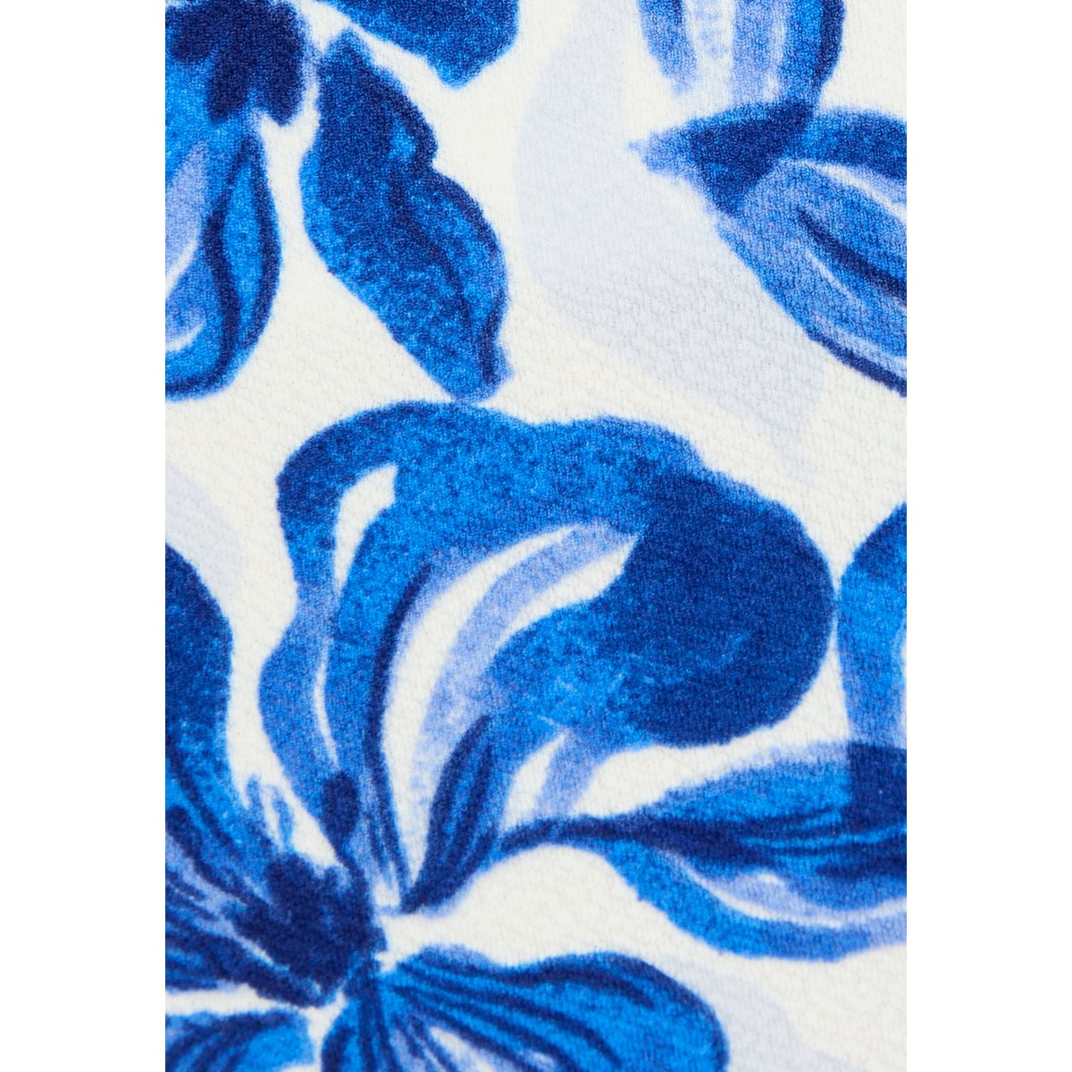Jupe droite enfilable maille gaufrée bleu grandes fleurs, DAMART