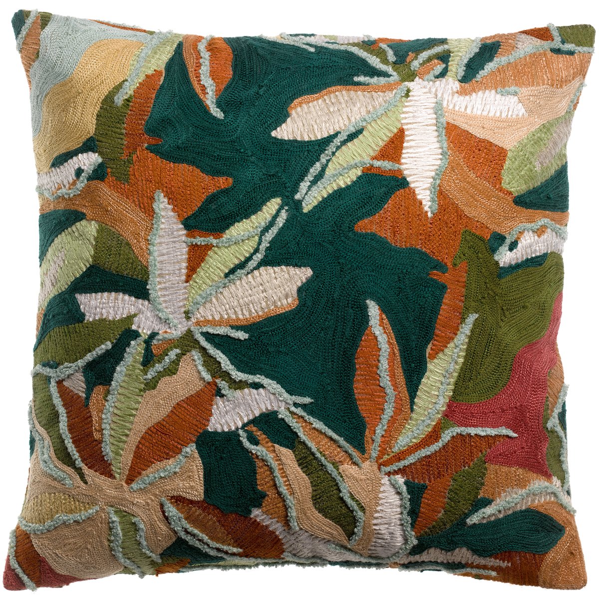 Coussin brodé Escale Singulière petrole, EDEN