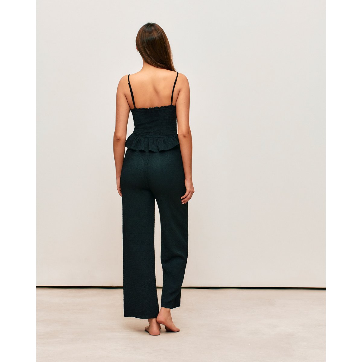 Pantalon noir matière texturée PLISSELIZ noir, UNDIZ