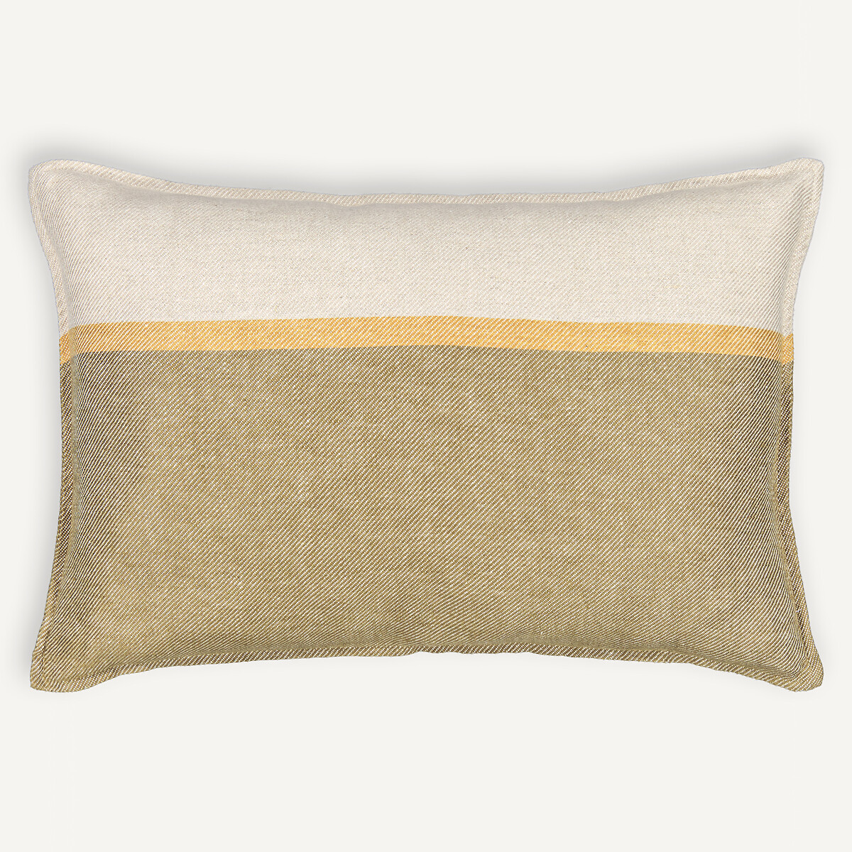 Housse de coussin lin épais, Cirrus rayée vert prairie, AM.PM