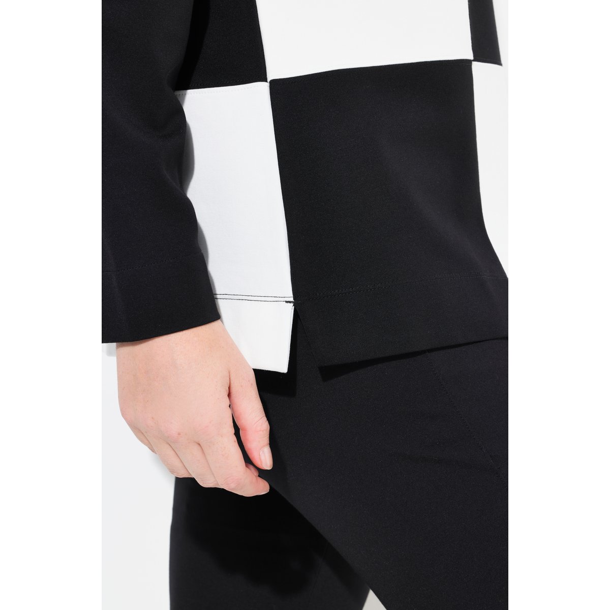 Sweat-shirt en modal mélangé à carreaux noir, ULLA POPKEN