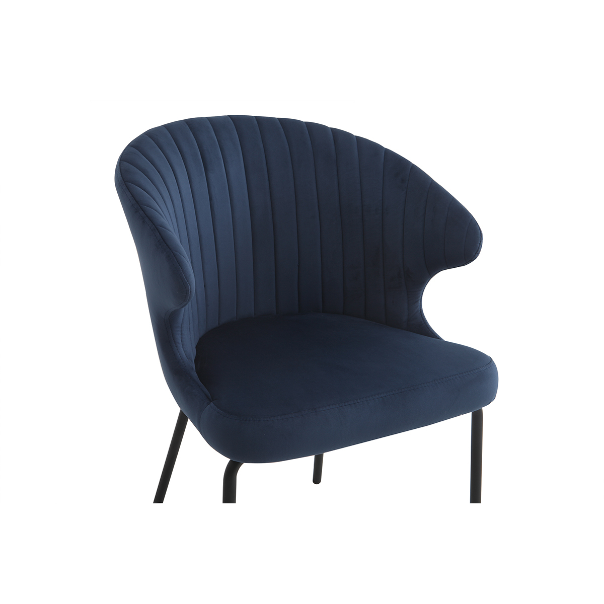 Chaise design en velours pieds métal REQUIEM bleu marine, MILIBOO