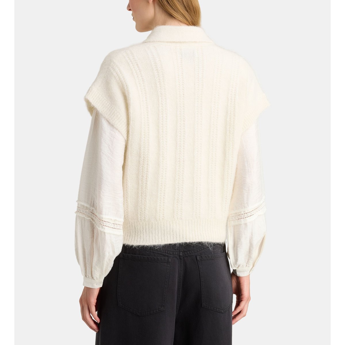 Gilet tricot fira lainé écru, GALERIES LAFAYETTE