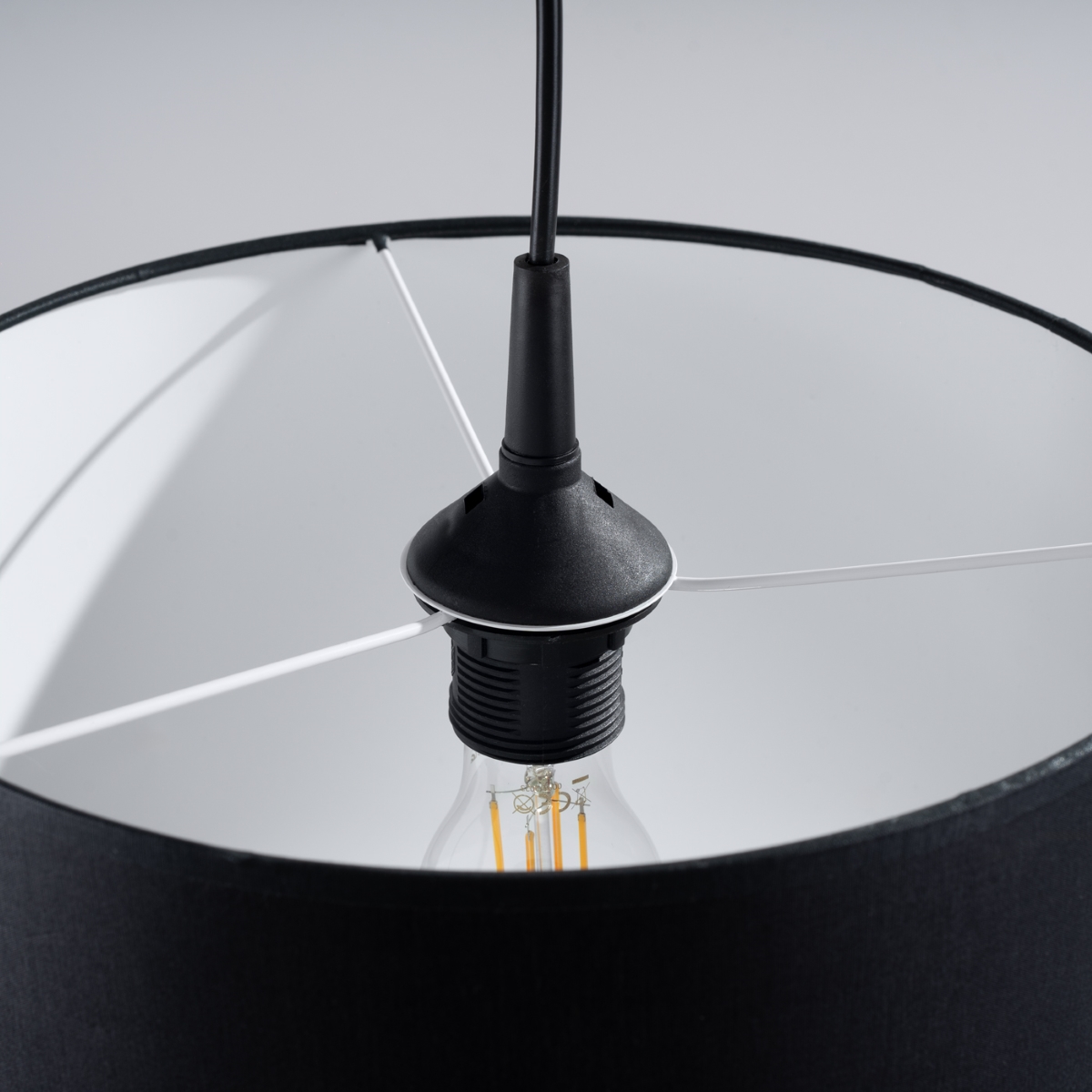 Suspension Tissu Noir E27 1 Nova 30 noir, EDEN