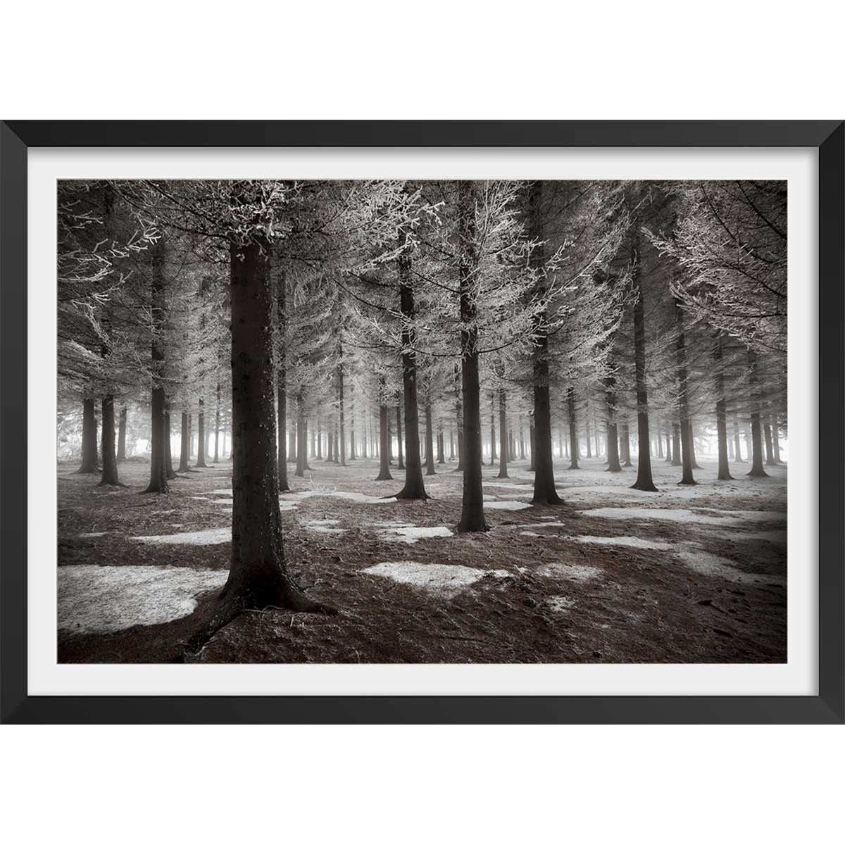 Affiche deco ""debut d'hiver"" affiche + cadre en bois - noir, HEXOA