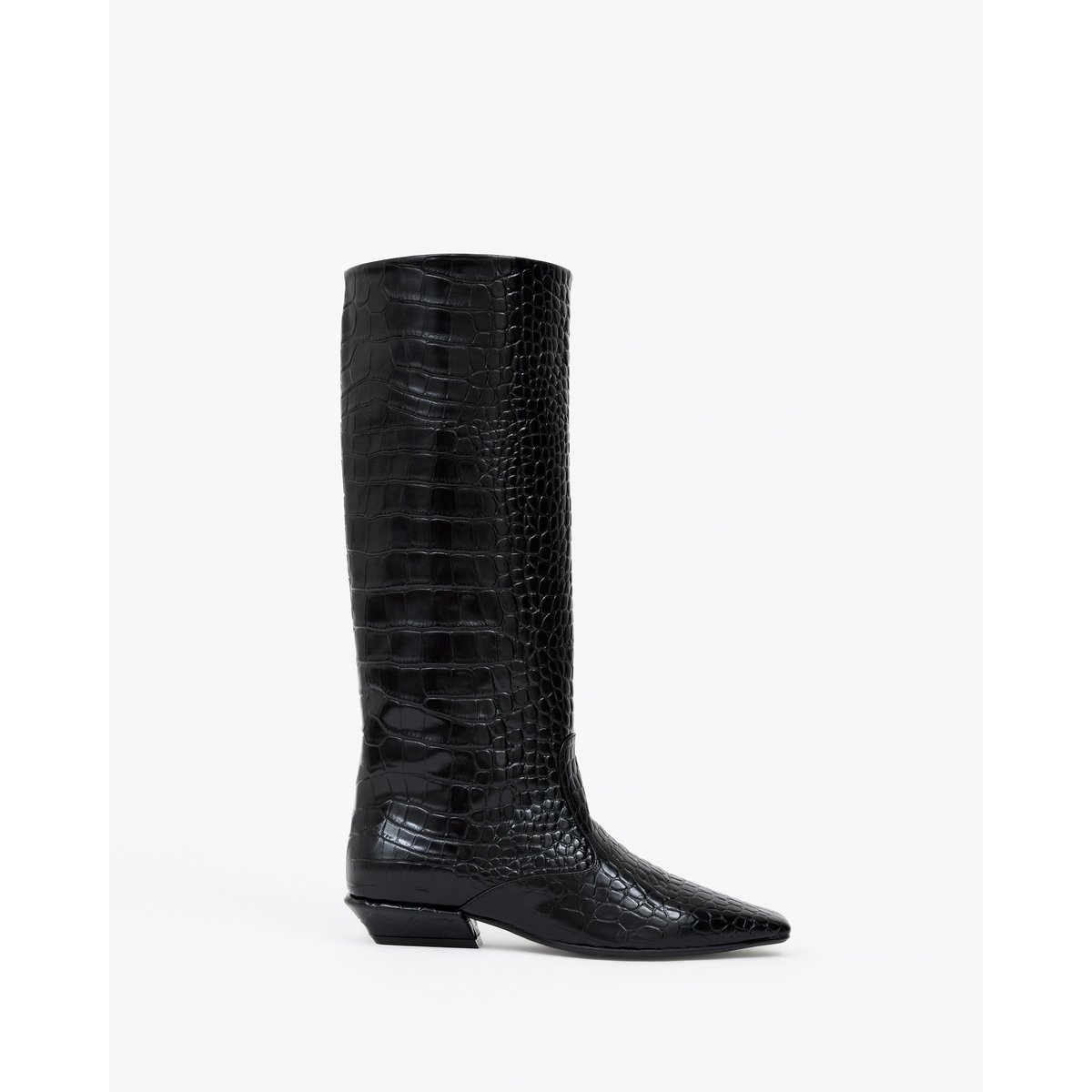 Bottes cavalières façon croco SARGENT noir, MI MAI