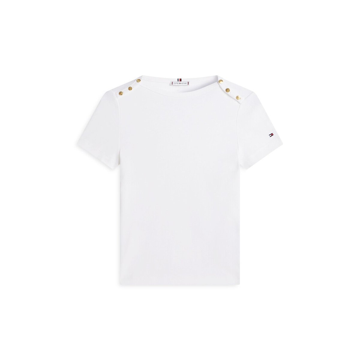 T-shirt col bateau à boutons aux épaules ecru, TOMMY HILFIGER