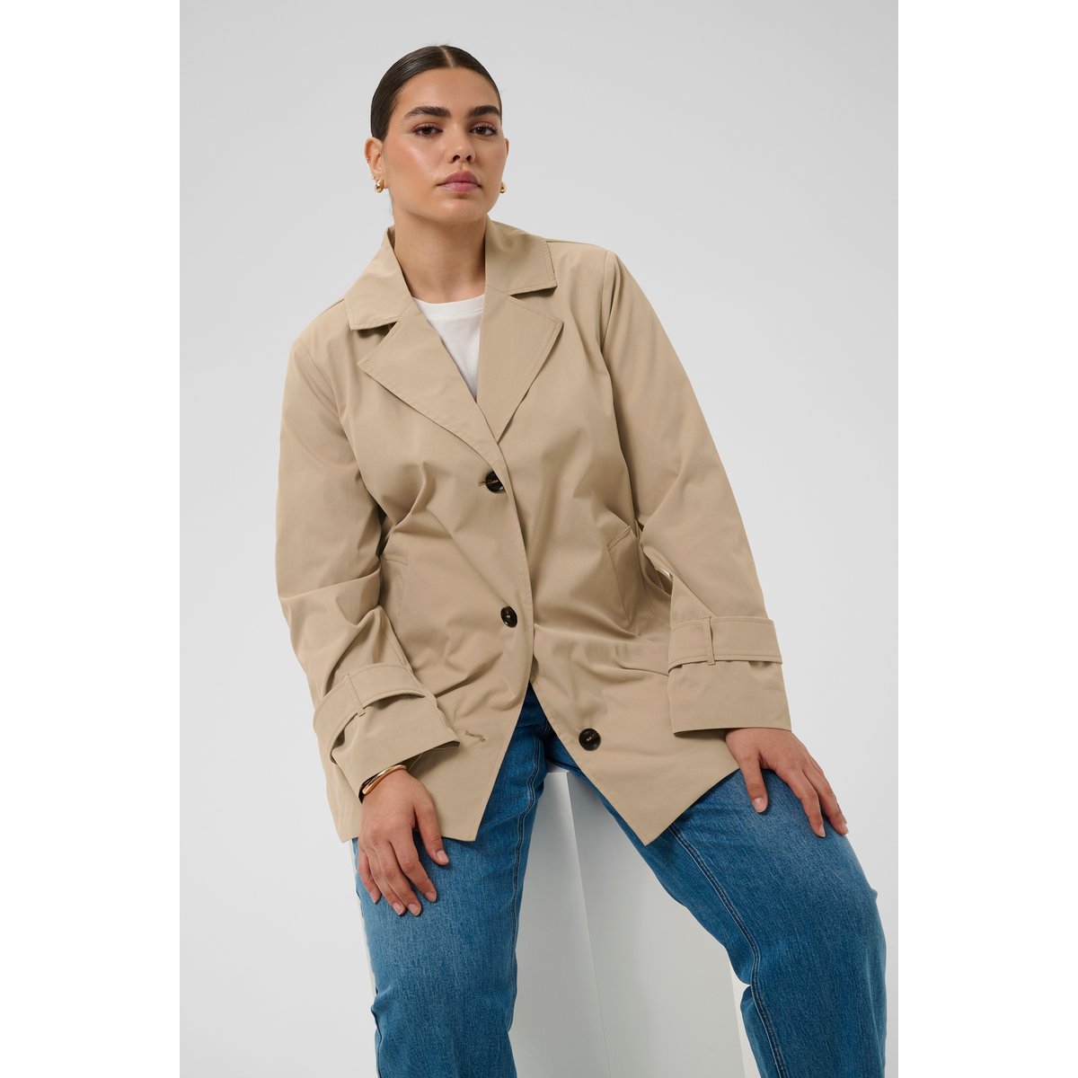 Manteau beige plaza taupe cc., KAFFE CURVE