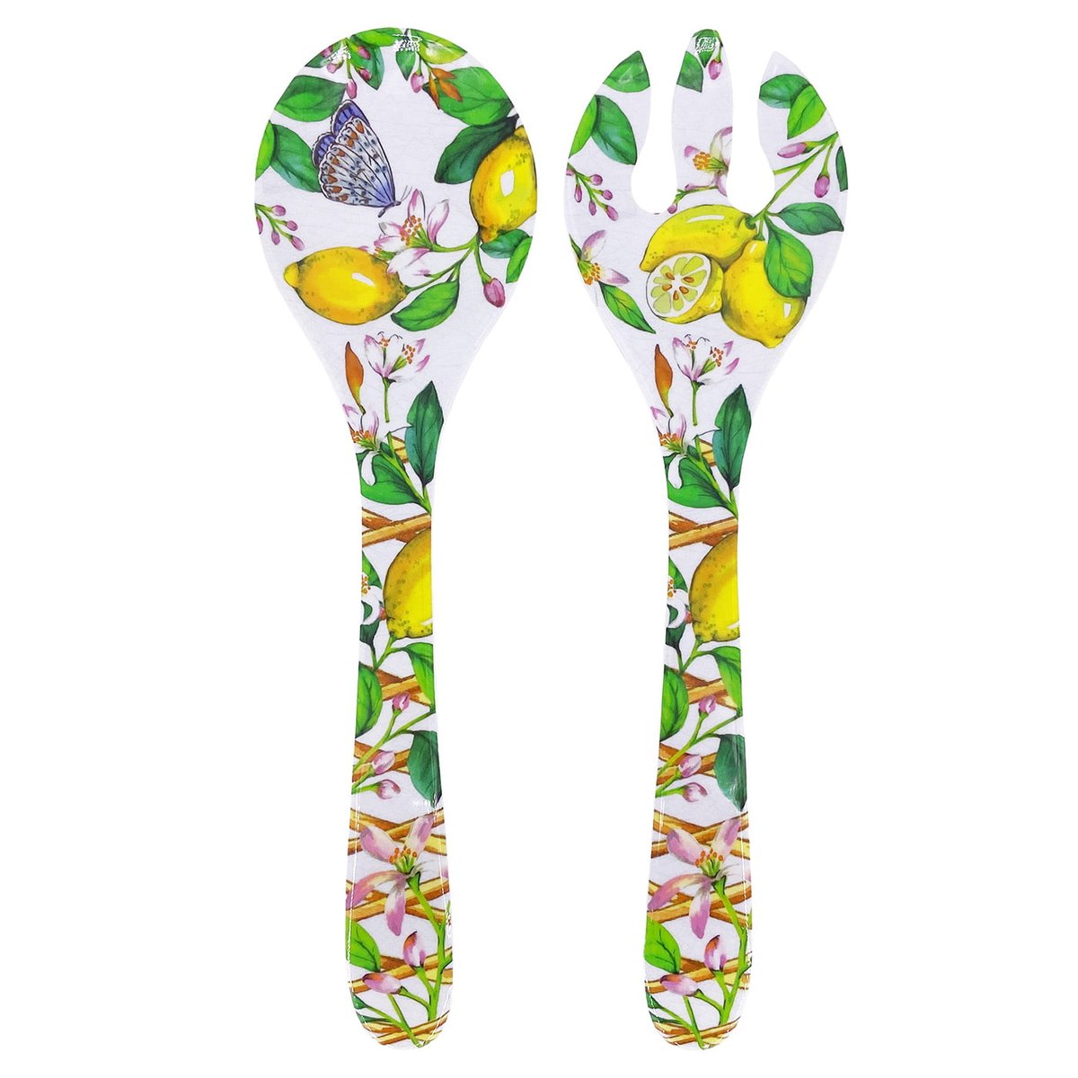 Couverts à salade Capri 33 cm citrons jaunes - collection carpi, LES JARDINS DE LA COMTESSE