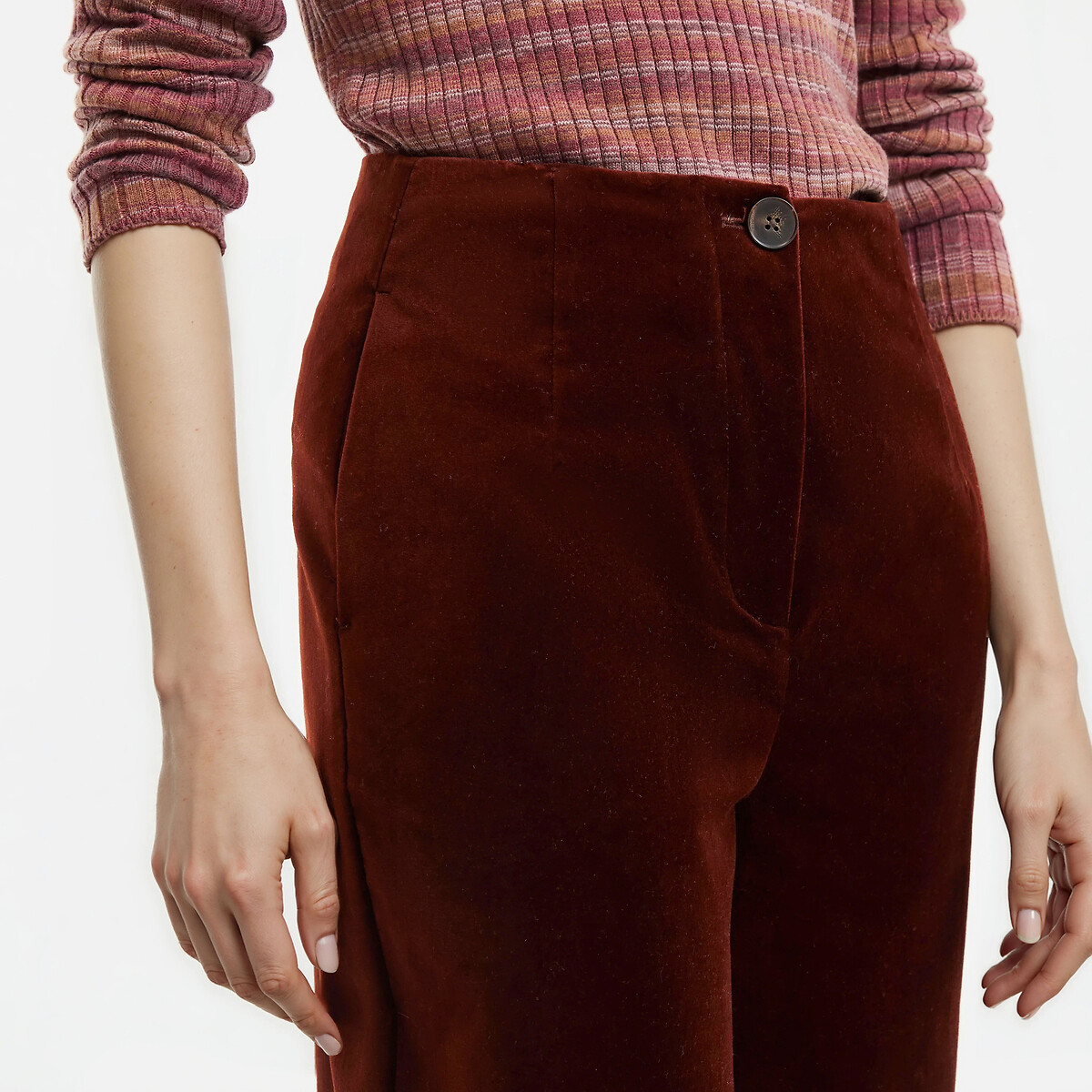 Signatures Eulalie Wide Leg Trousers in Smooth Velour hazel brown, LA REDOUTE COLLECTIONS